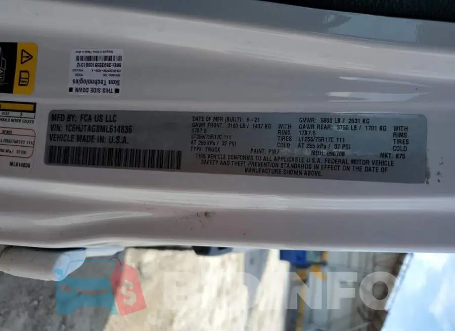 1C6HJTAG8ML614836 Photo# 12