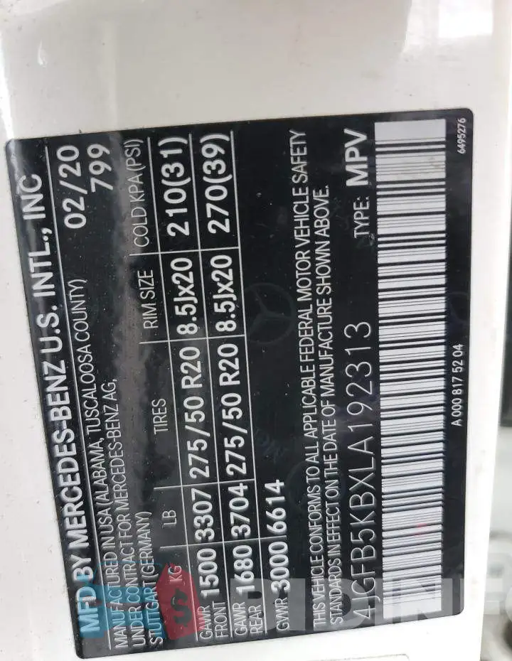 4JGFB5KBXLA192313 Photo# 13