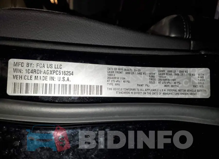 1C4RDHAGXPC616254 Photo# 13