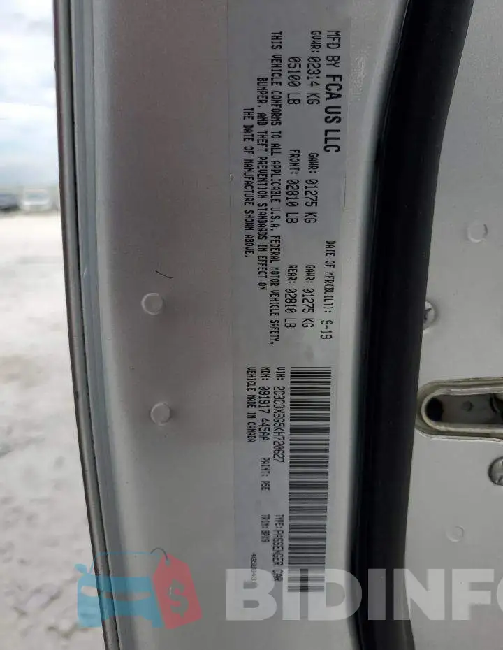 2C3CDXBG5KH720627 Photo# 12
