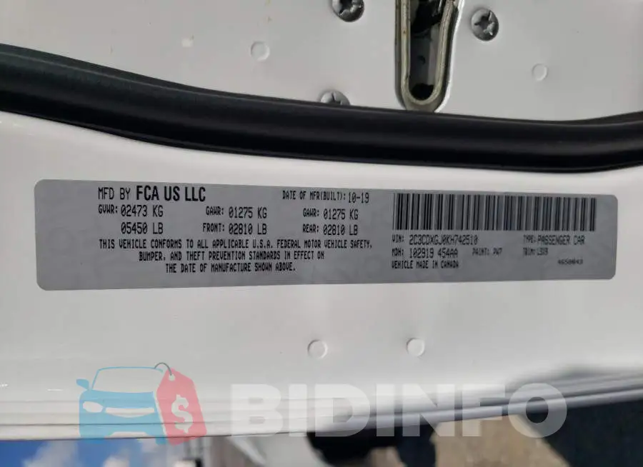 2C3CDXGJ0KH742510 Photo# 10