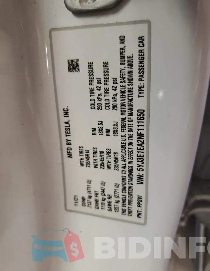 5YJ3E1EA2NF111650 Photo# 12