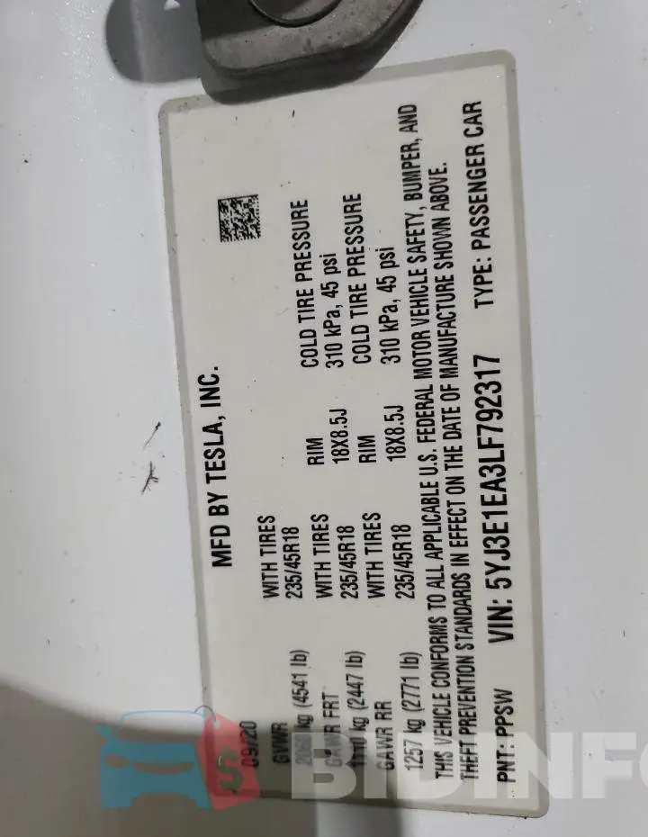 5YJ3E1EA3LF792317 Photo# 12