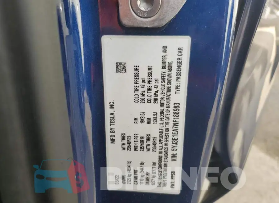 5YJ3E1EA7NF188983 Photo# 12