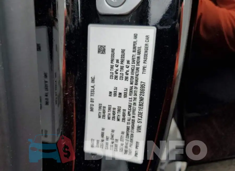 5YJ3E1EB2NF286957 Photo# 13
