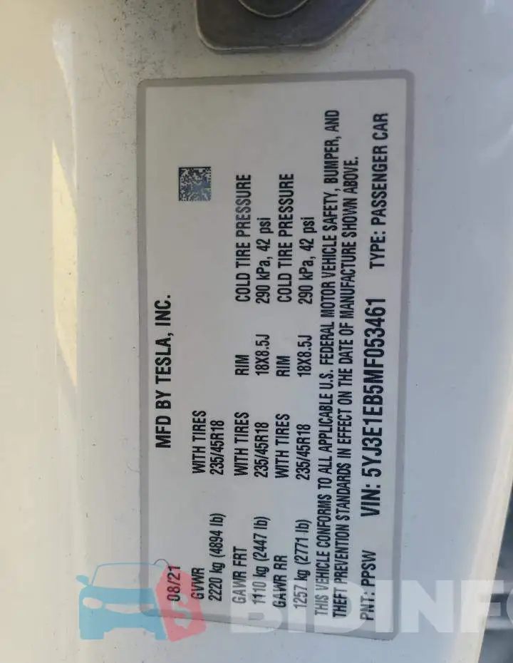 5YJ3E1EB5MF053461 Photo# 12