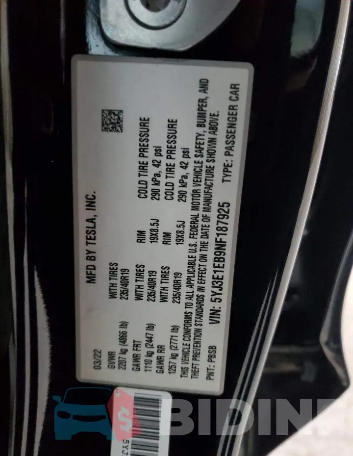 5YJ3E1EB9NF187925 Photo# 12