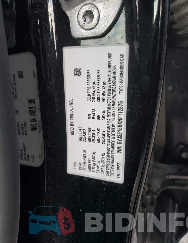 5YJ3E1EBXNF112876 Photo# 12
