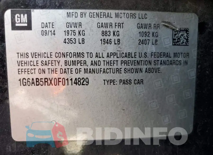 1G6AB5RX0F0114829 Photo# 12