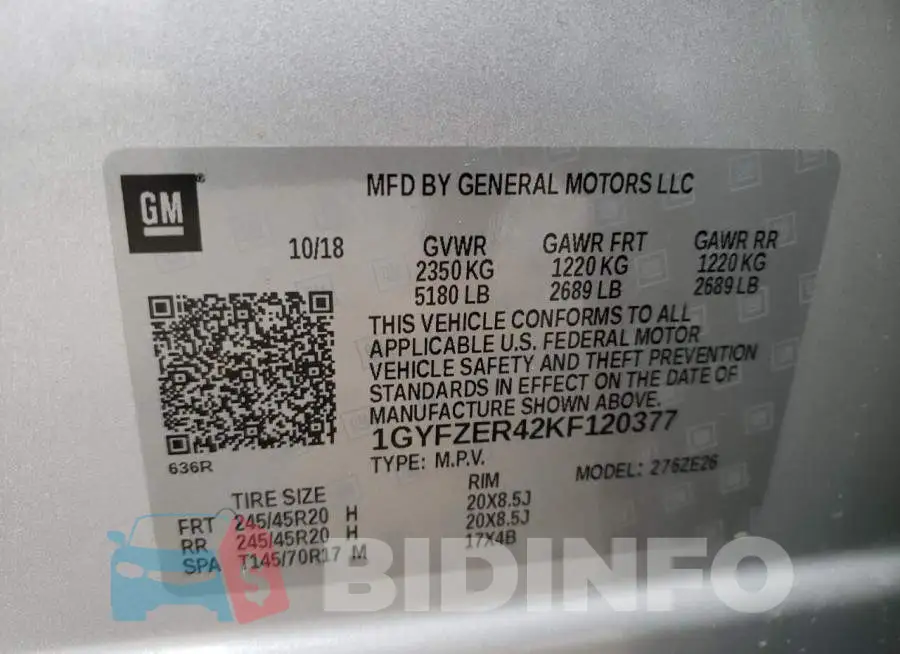 1GYFZER42KF120377 Photo# 13