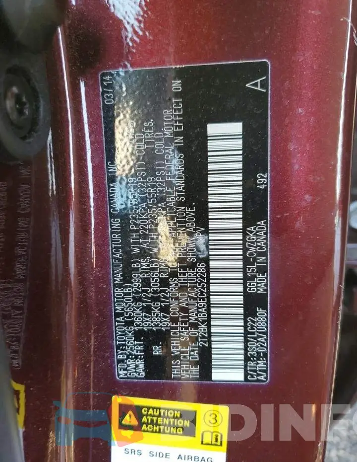 2T2BK1BA9EC252286 Photo# 12
