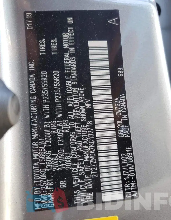 2T2ZZMCA7KC132718 Photo# 12