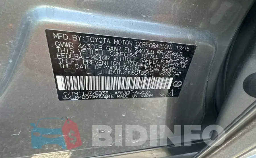 JTHBA1D20G5018517 Photo# 10