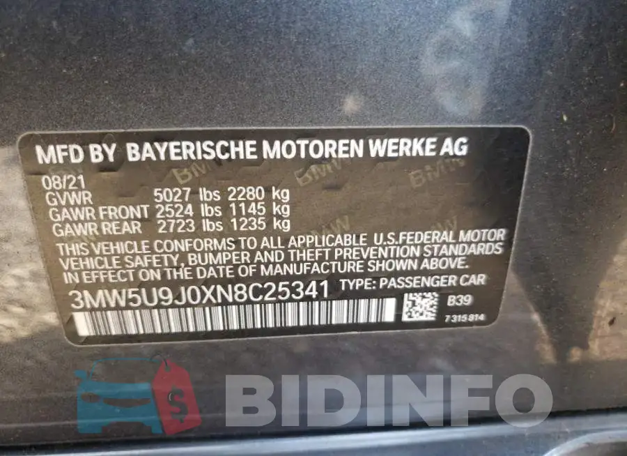 3MW5U9J0XN8C25341 Photo# 12