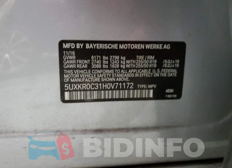 5UXKR0C31H0V71172 Photo# 13