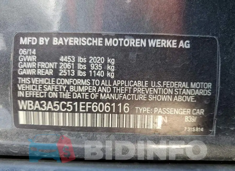 WBA3A5C51EF606116 Photo# 12