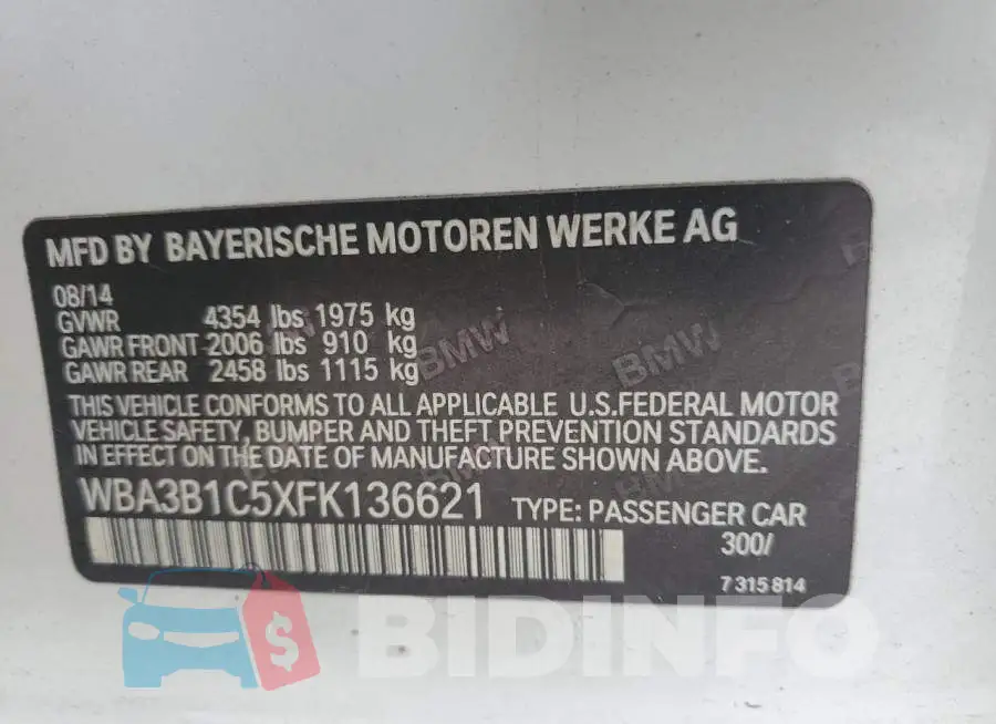 WBA3B1C5XFK136621 Photo# 13