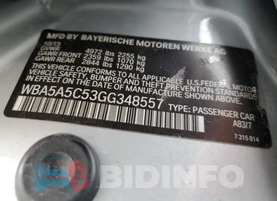WBA5A5C53GG348557 Photo# 12