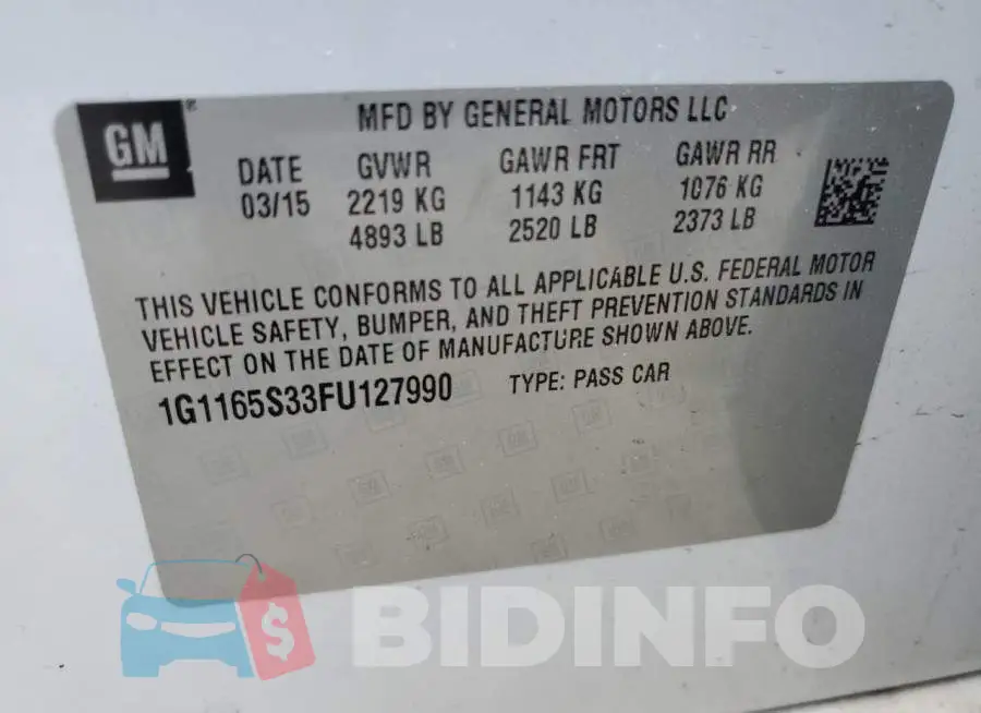 1G1165S33FU127990 Photo# 12