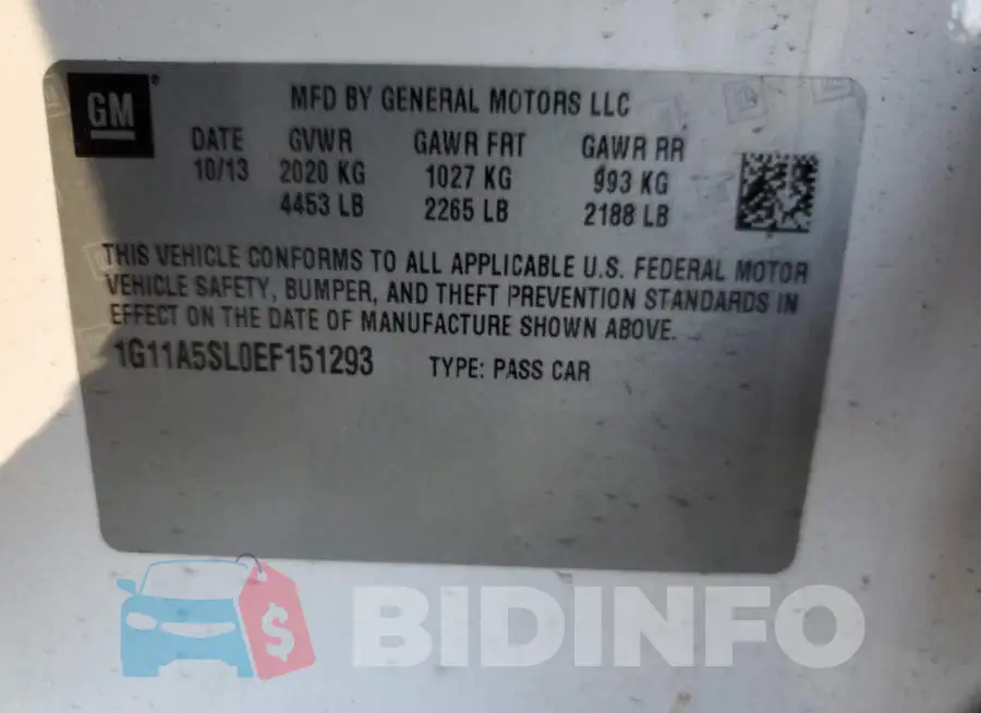 1G11A5SL0EF151293 Photo# 12