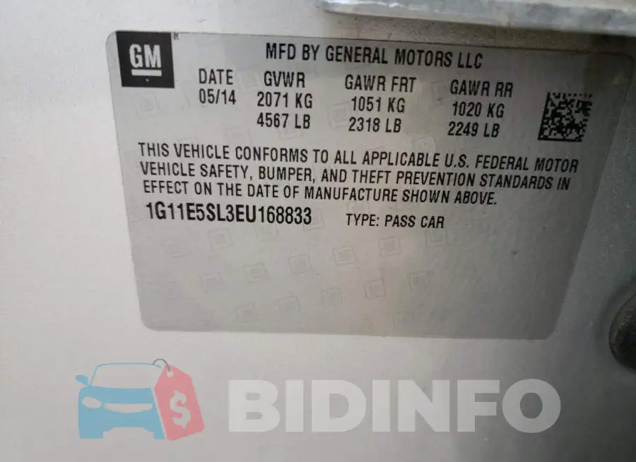 1G11E5SL3EU168833 Photo# 12