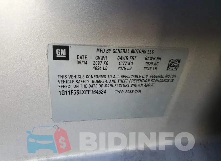 1G11F5SLXFF164524 Photo# 12