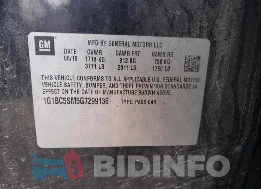 1G1BC5SM5G7299136 Photo# 12