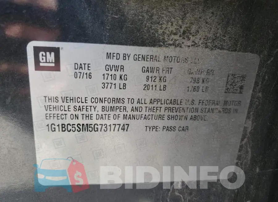 1G1BC5SM5G7317747 Photo# 12