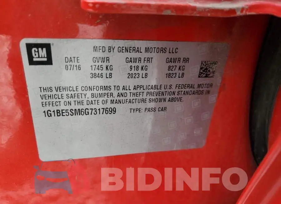 1G1BE5SM6G7317699 Photo# 12