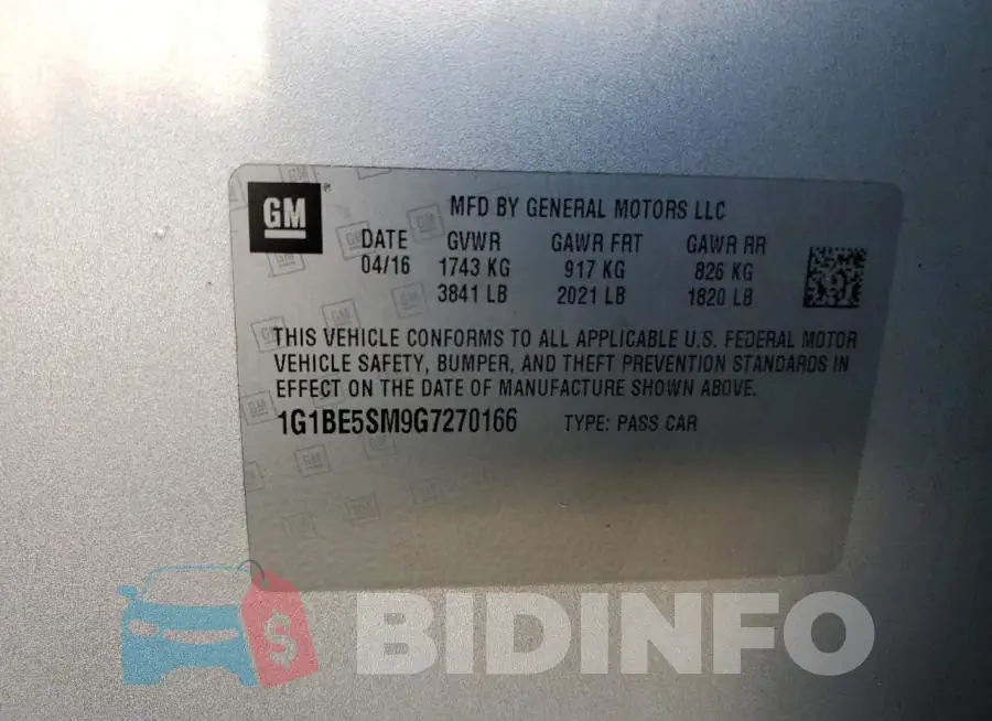 1G1BE5SM9G7270166 Photo# 12