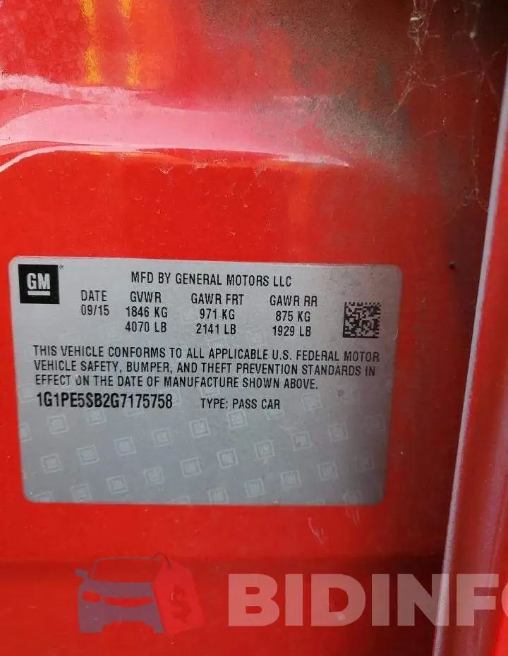 1G1PE5SB2G7175758 Photo# 12