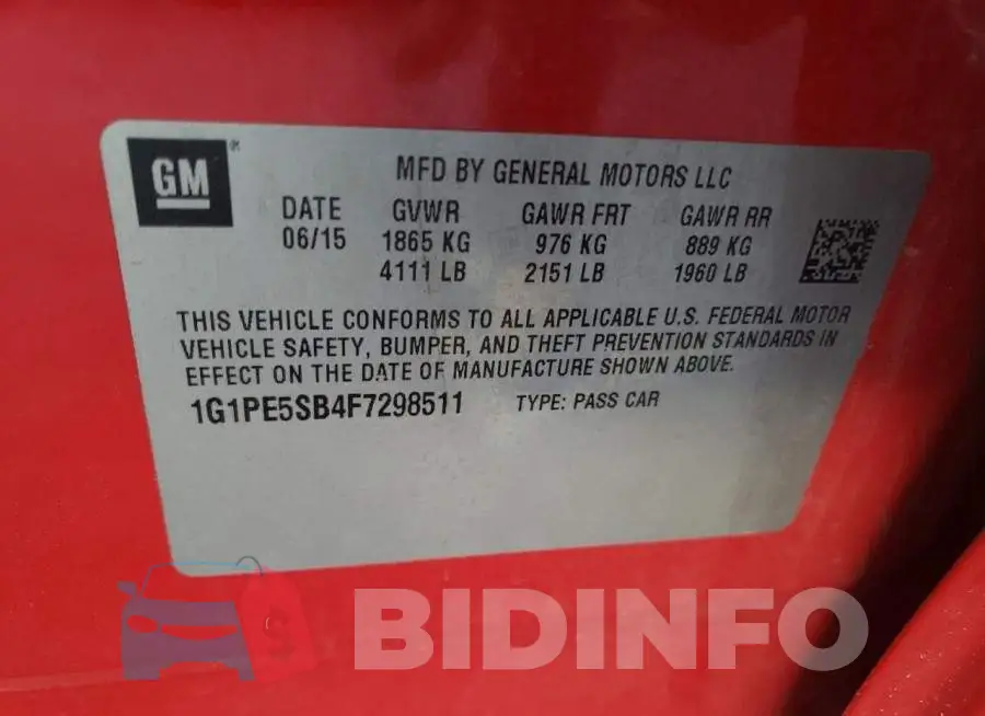 1G1PE5SB4F7298511 Photo# 12