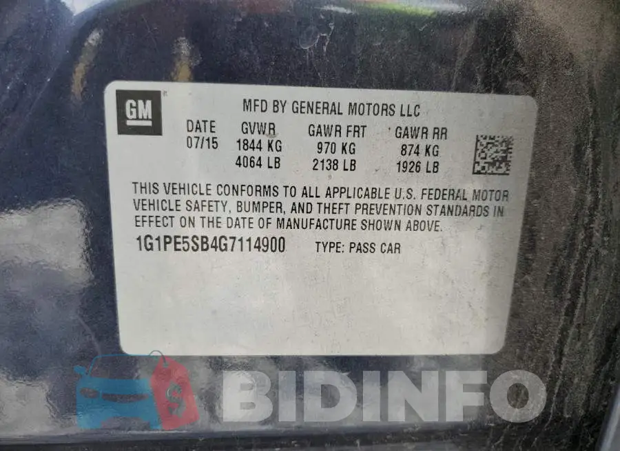1G1PE5SB4G7114900 Photo# 13