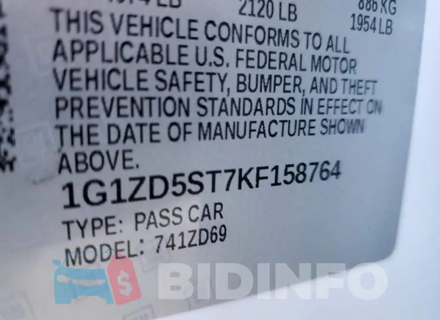 1G1ZD5ST7KF158764 Photo# 13