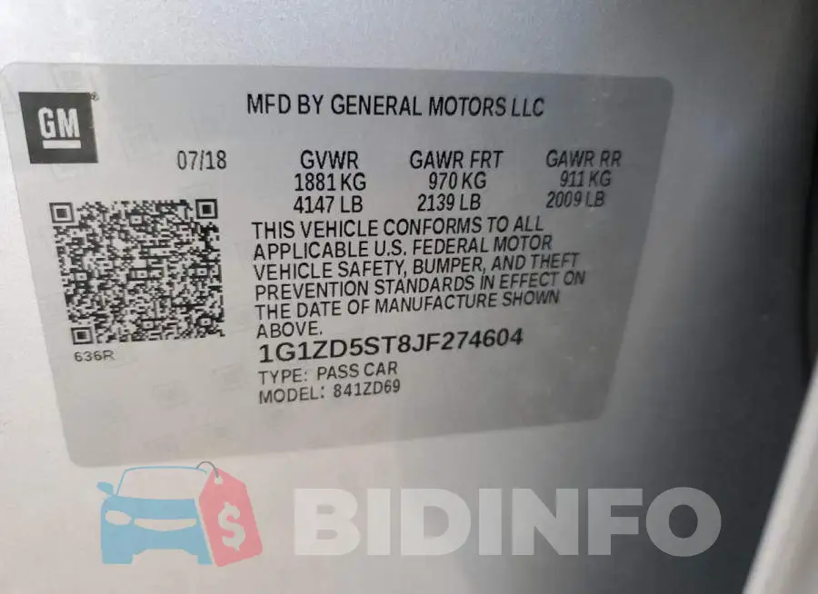 1G1ZD5ST8JF274604 Photo# 13