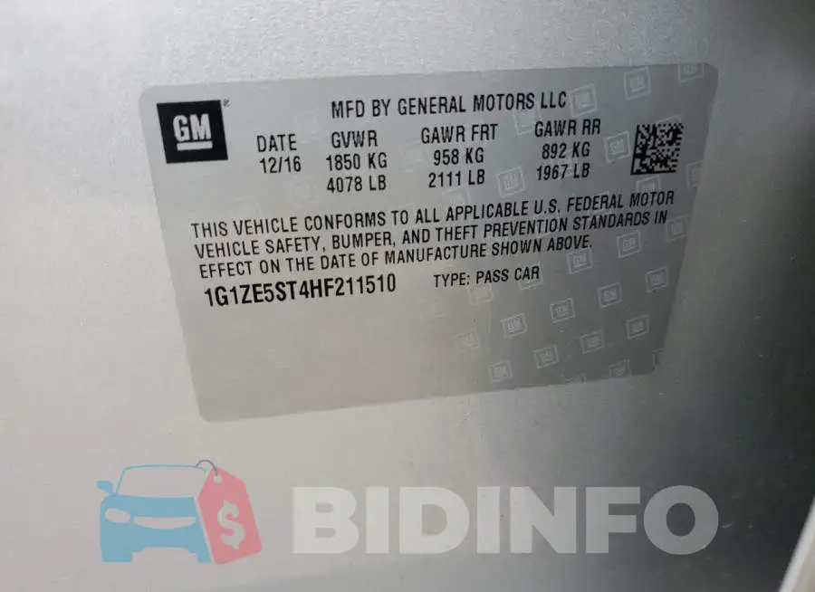 1G1ZE5ST4HF211510 Photo# 13