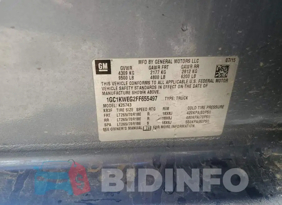 1GC1KWEG2FF655497 Photo# 12