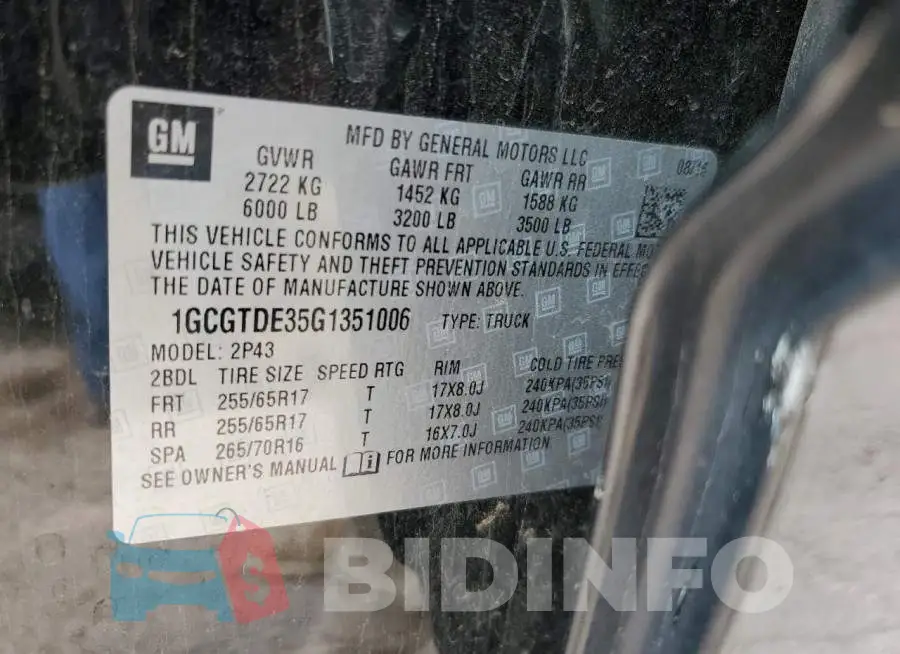 1GCGTDE35G1351006 Photo# 12