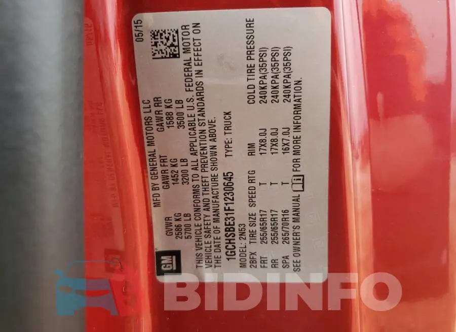1GCHSBE31F1230645 Photo# 13