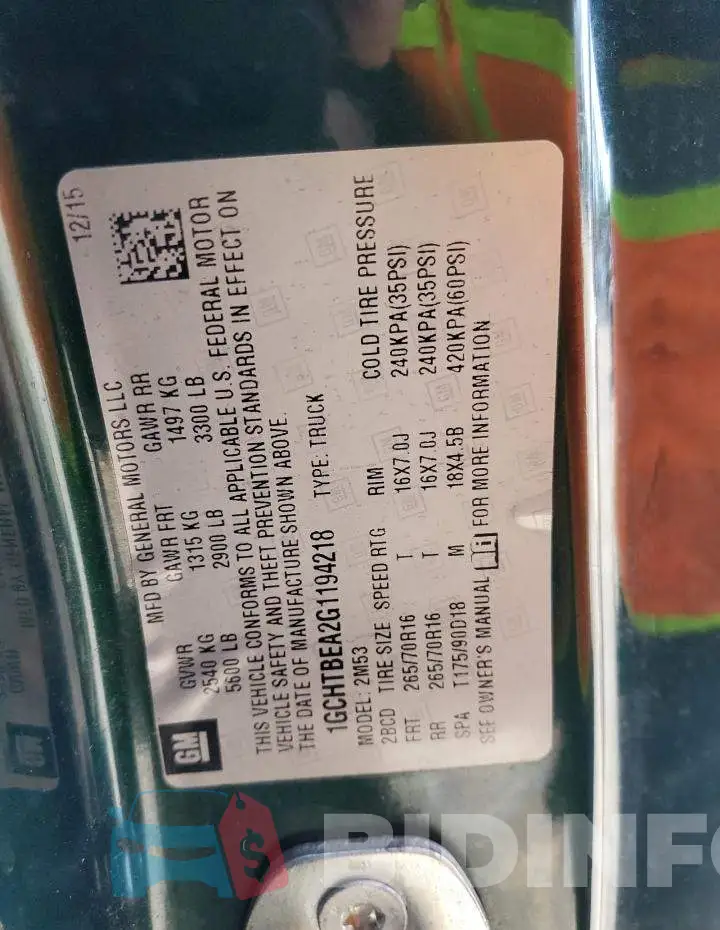 1GCHTBEA2G1194218 Photo# 12