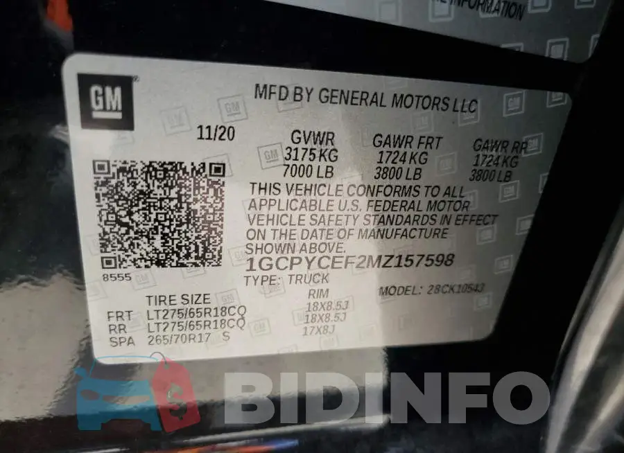 1GCPYCEF2MZ157598 Photo# 12