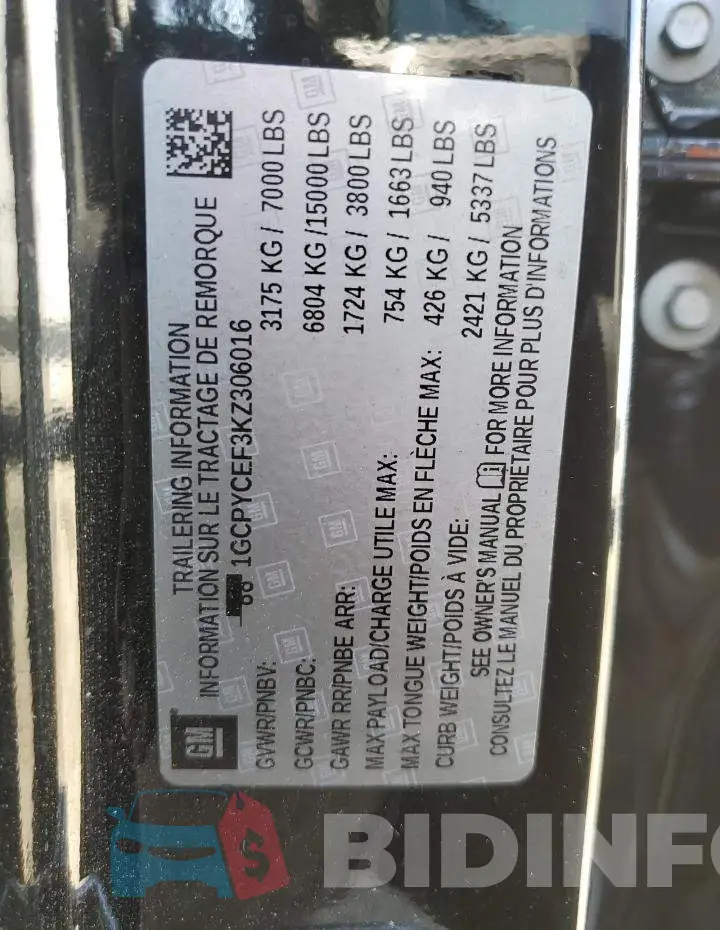 1GCPYCEF3KZ306016 Photo# 12