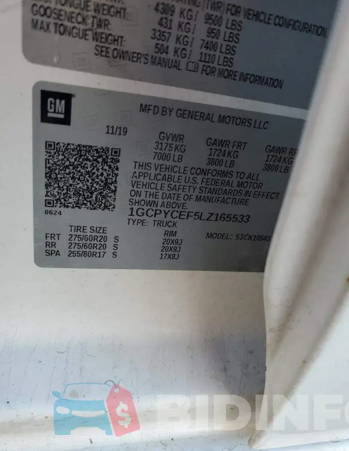 1GCPYCEF5LZ165533 Photo# 12