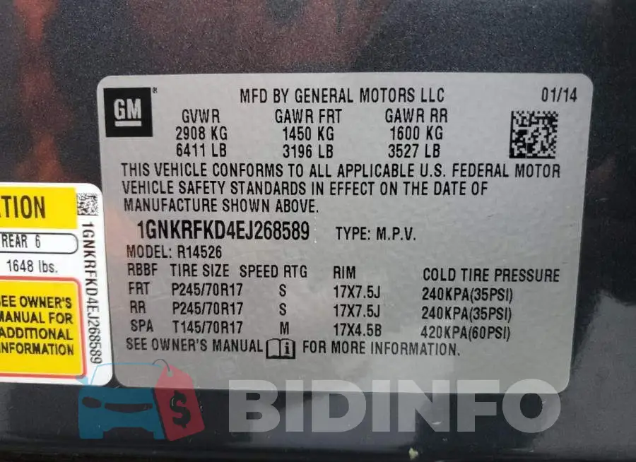 1GNKRFKD4EJ268589 Photo# 12