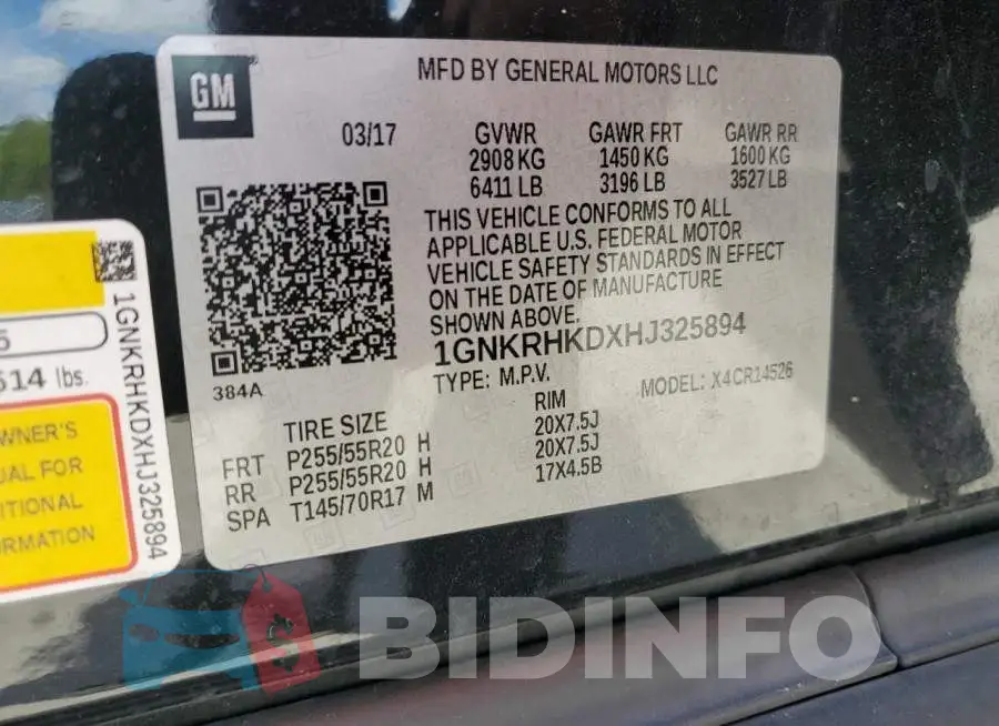 1GNKRHKDXHJ325894 Photo# 13