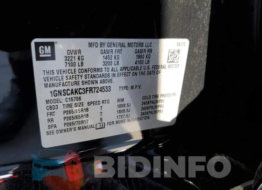 1GNSCAKC3FR724533 Photo# 12