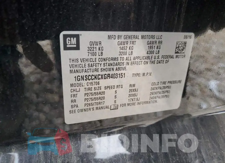 1GNSCCKCXGR403151 Photo# 13