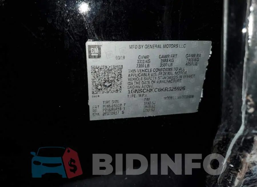 1GNSCHKC6KR325926 Photo# 14