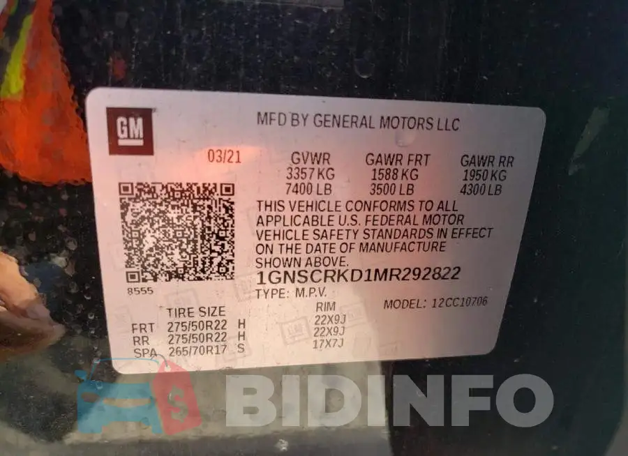1GNSCRKD1MR292822 Photo# 13