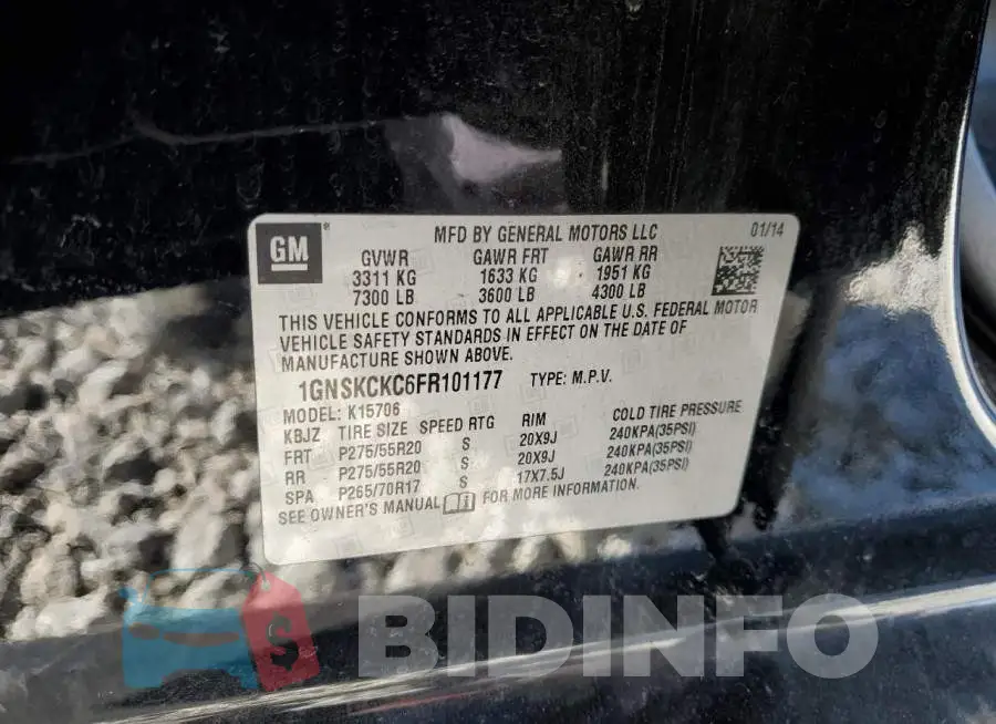 1GNSKCKC6FR101177 Photo# 13